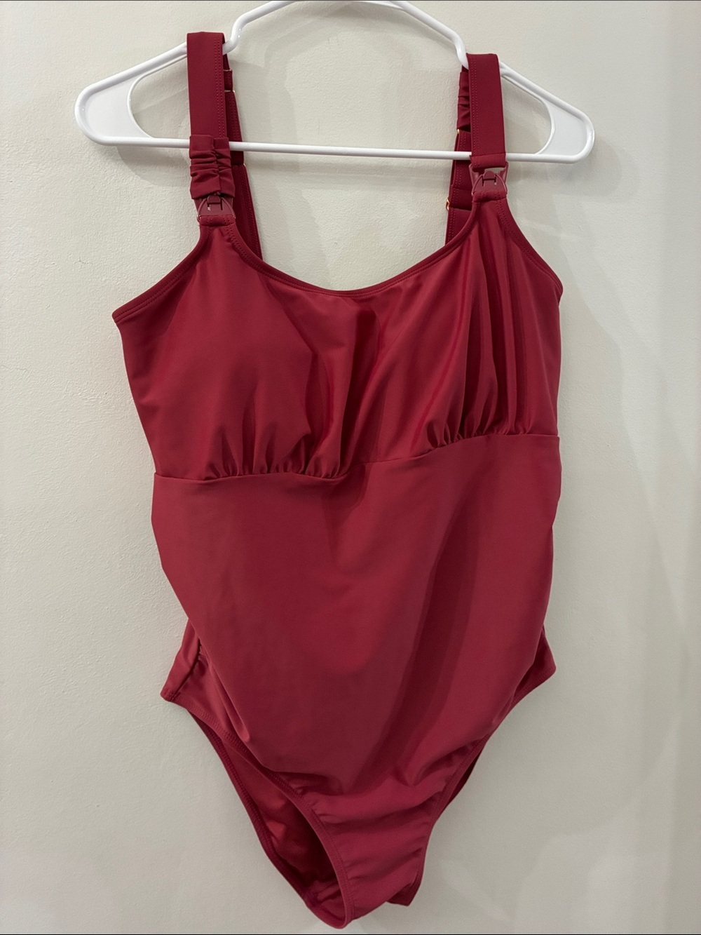 Kindred Bravely Solid Burgundy One-Piece Swimsuit - nursing straps - medium